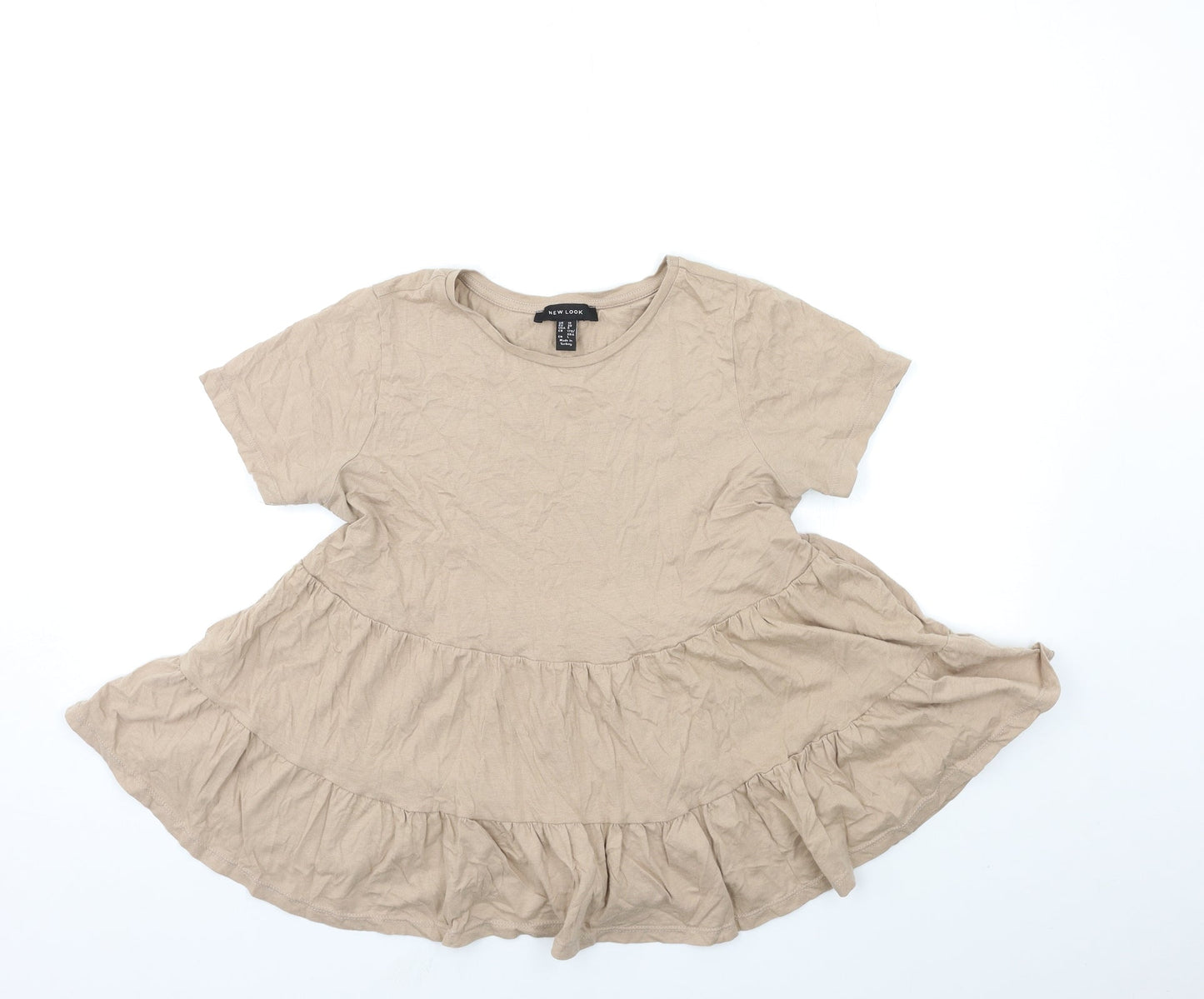 Womens UK Size 10 New Look Beige Basic T-Shirt