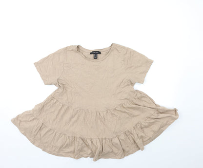Womens UK Size 10 New Look Beige Basic T-Shirt