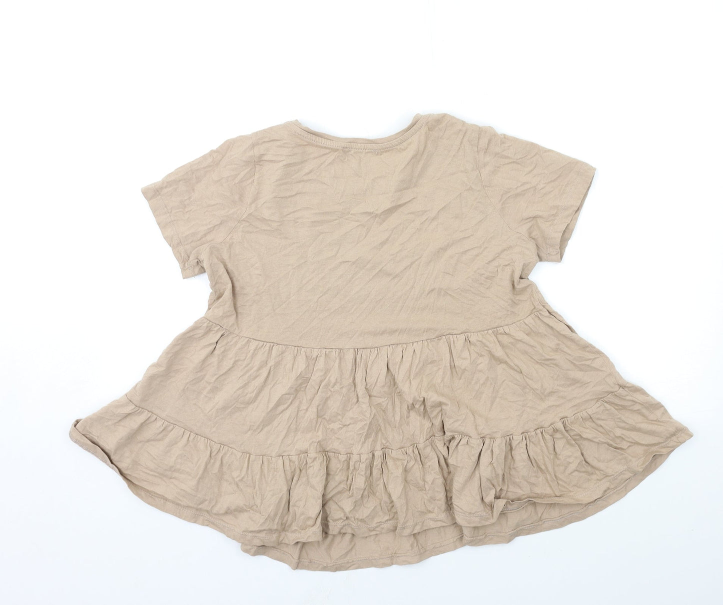 Womens UK Size 10 New Look Beige Basic T-Shirt