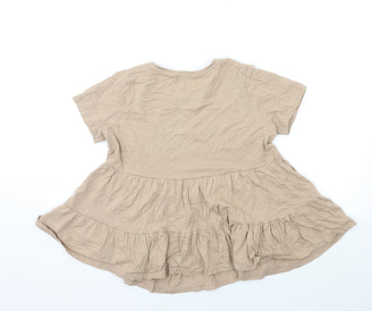 Womens UK Size 10 New Look Beige Basic T-Shirt