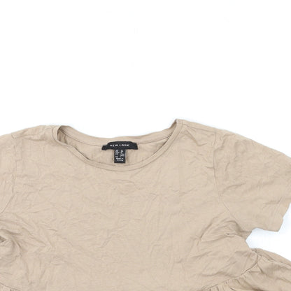 Womens UK Size 10 New Look Beige Basic T-Shirt