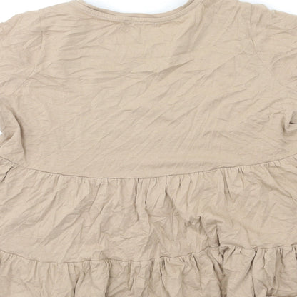 Womens UK Size 10 New Look Beige Basic T-Shirt