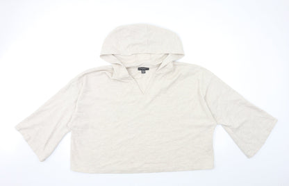 Front view of Primark women’s beige pullover hoodie, size UK 14