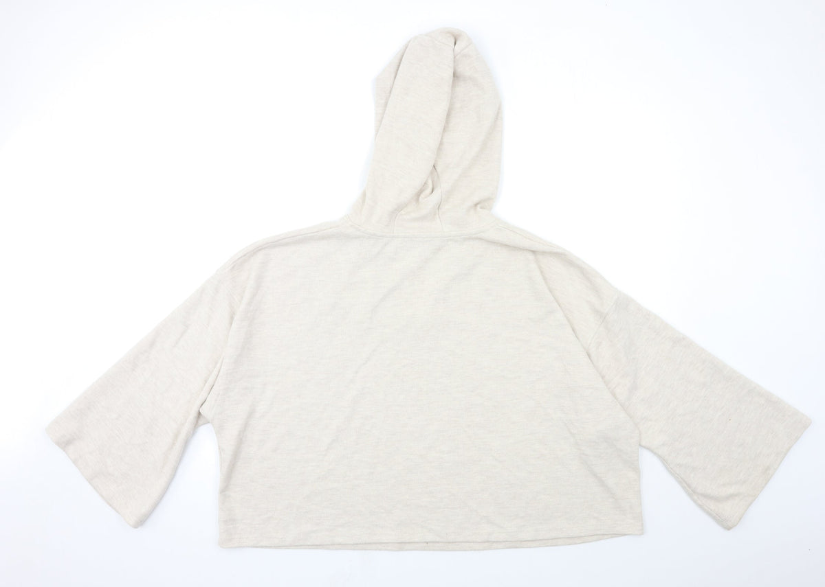 Back view of Primark women’s beige pullover hoodie, size UK 14