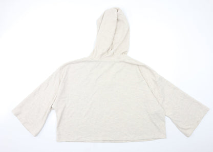 Back view of Primark women’s beige pullover hoodie, size UK 14