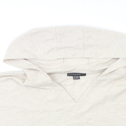 Close-up detail of Primark women’s beige pullover hoodie, size UK 14