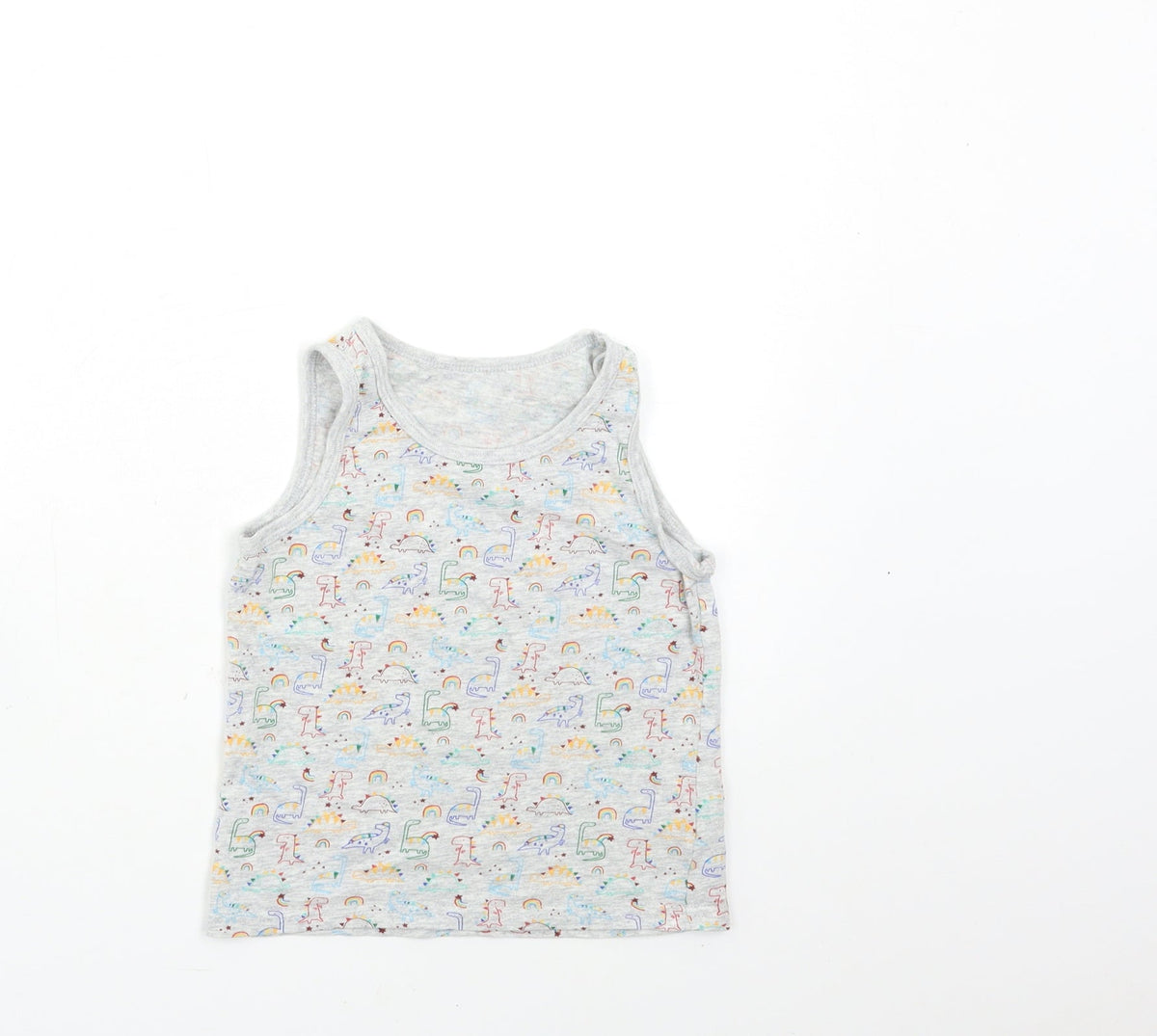 Front view of George boys’ grey animal print basic tank, size 4-5, years