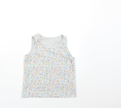 Front view of George boys’ grey animal print basic tank, size 4-5, years