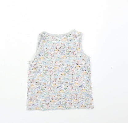 Back view of George boys’ grey animal print basic tank, size 4-5, years