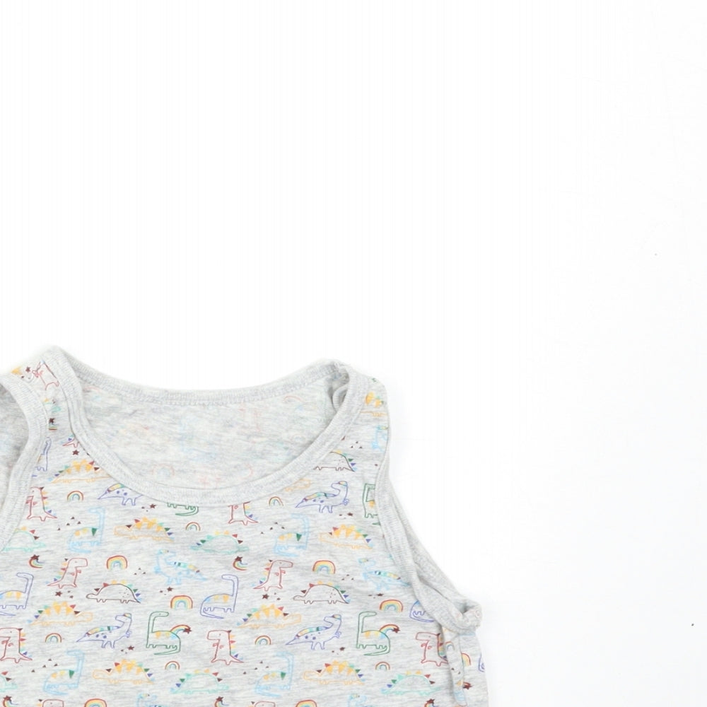 Close-up detail of George boys’ grey animal print basic tank, size 4-5, years