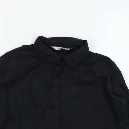 Womens UK Size 12 New Look Black Basic Button-Up