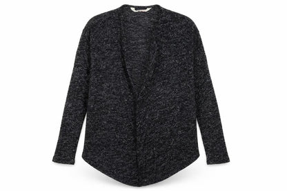 Front view of H&M girls’ grey knit cardigan jumper, size 11-12, years