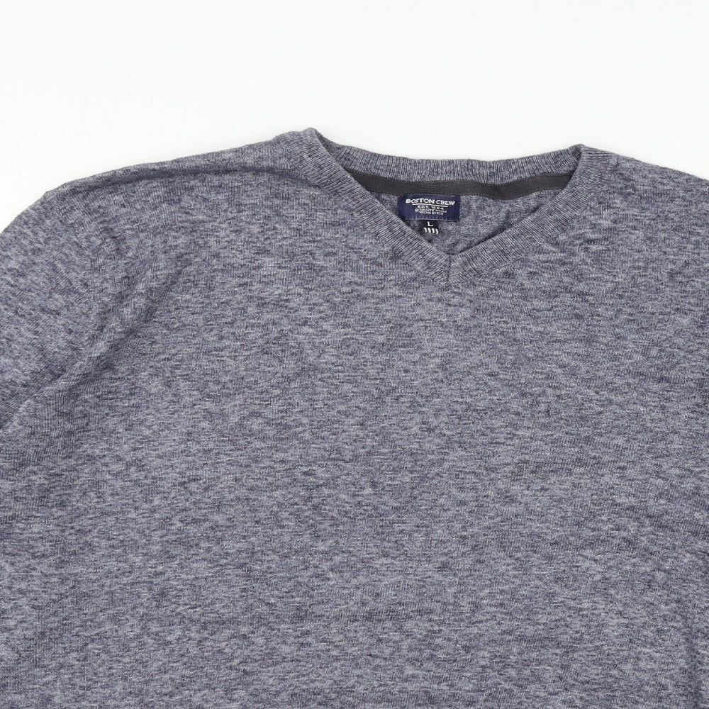 Boston Crew Mens Blue  Knit Pullover Jumper Size L