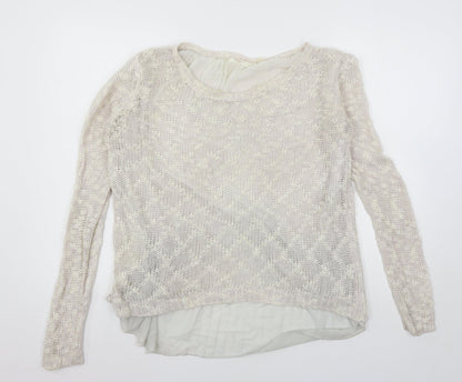 Cherry Womens Ivory  Knit Cardigan Jumper One Size