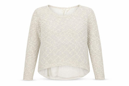 Front view of Cherry women’s ivory knit cardigan jumper one size