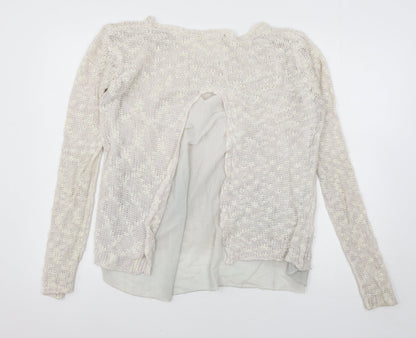 Cherry Womens Ivory  Knit Cardigan Jumper One Size