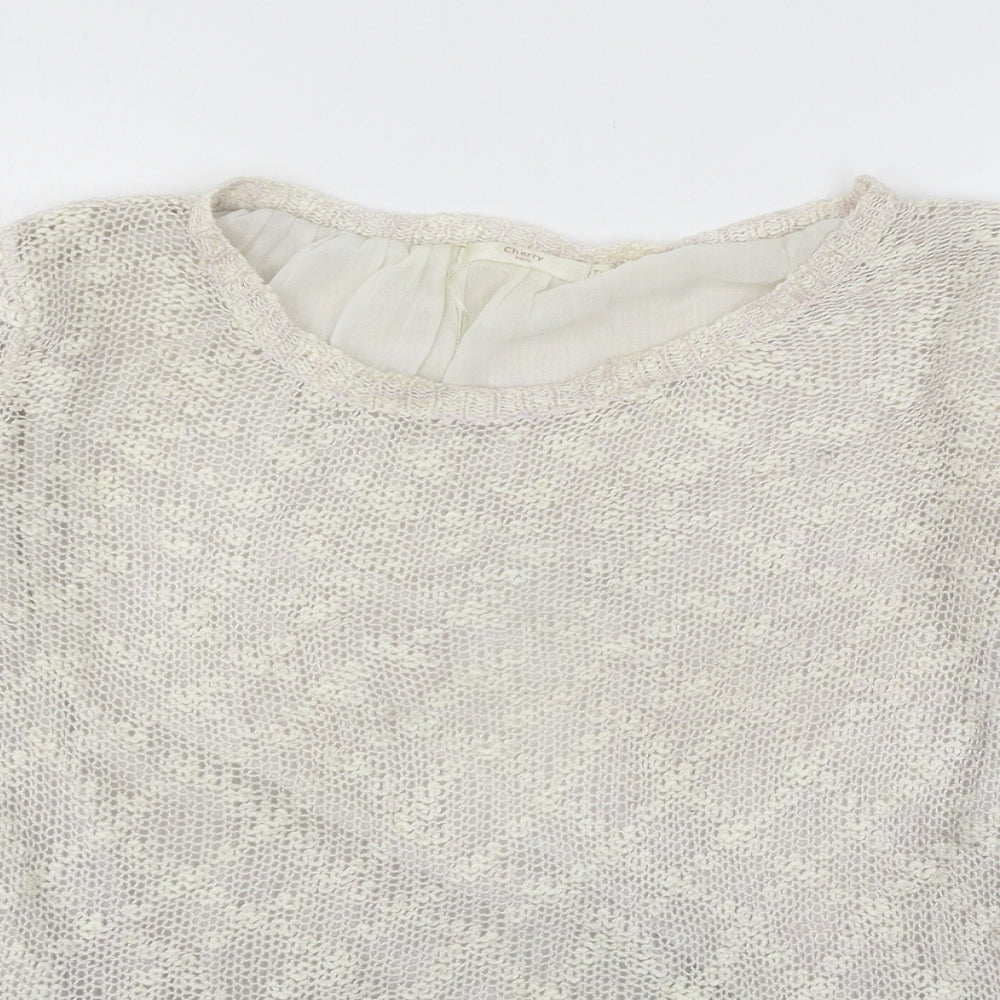 Cherry Womens Ivory  Knit Cardigan Jumper One Size