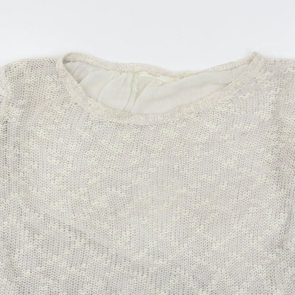 Cherry Womens Ivory  Knit Cardigan Jumper One Size