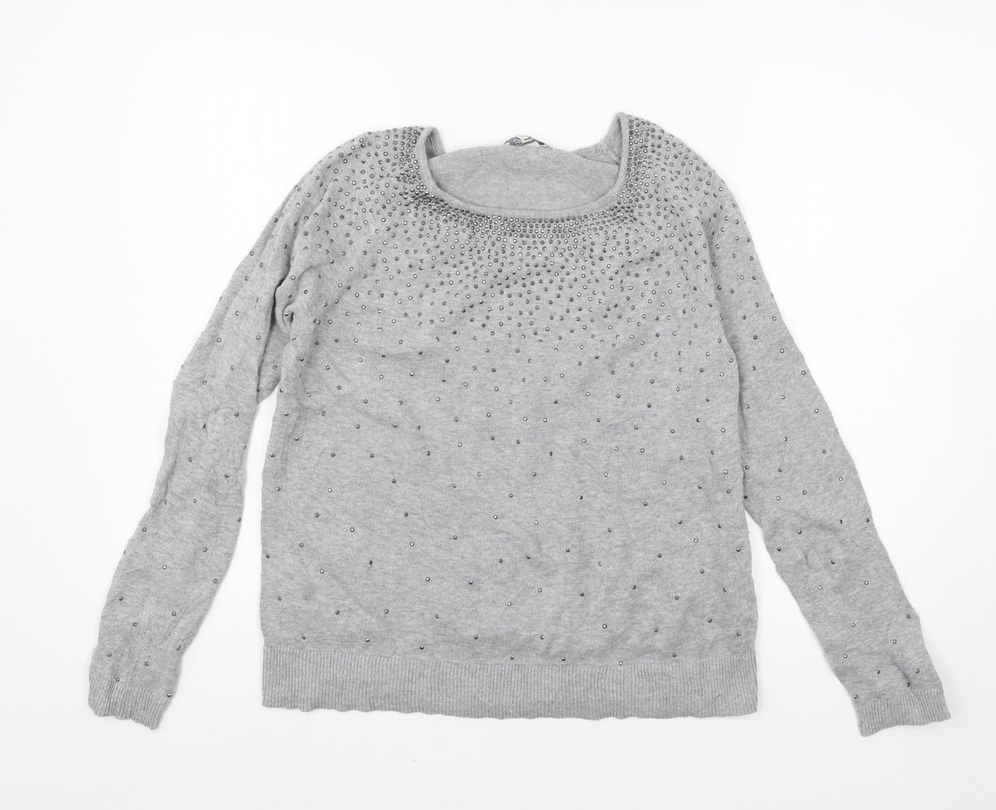 Womens UK Size 12 Peacocks Grey Pullover Jumper