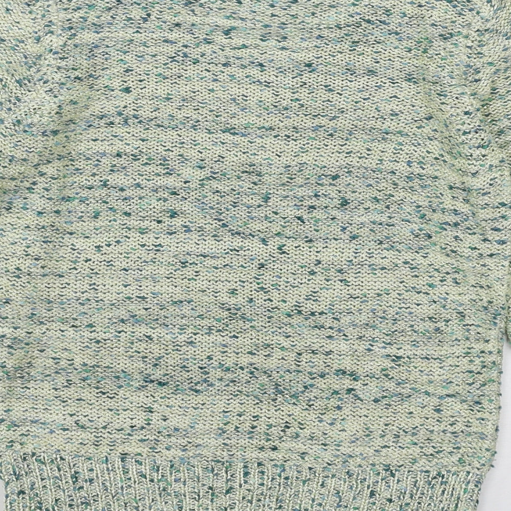 Brand and care label for Uta Raasch women’s green knit jumper, size UK 10