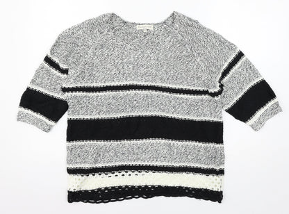 F&F Womens Black Geometric Knit Pullover Jumper Size 10