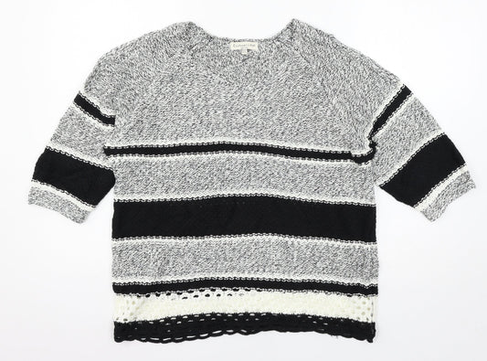 F&F Womens Black Geometric Knit Pullover Jumper Size 10