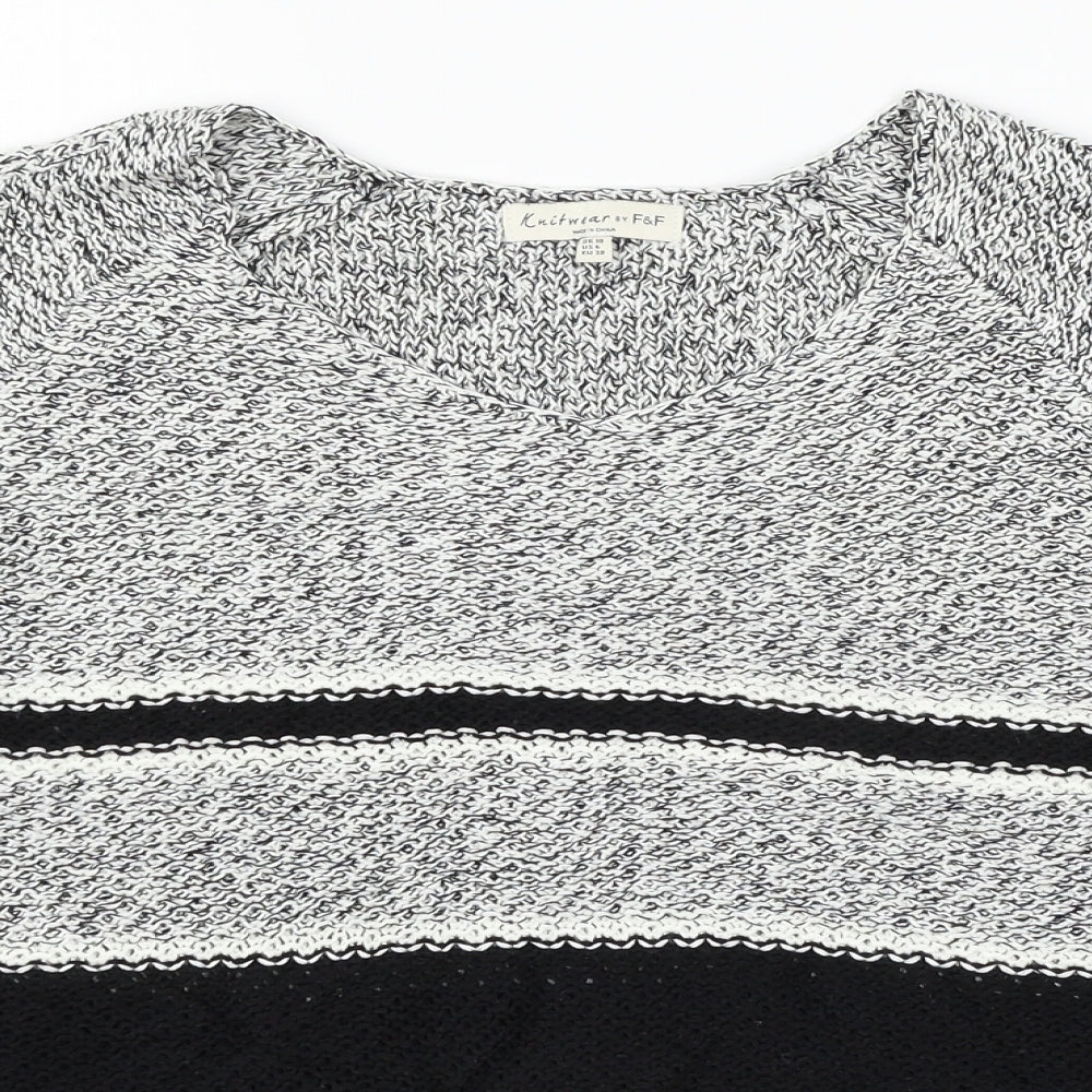 F&F Womens Black Geometric Knit Pullover Jumper Size 10