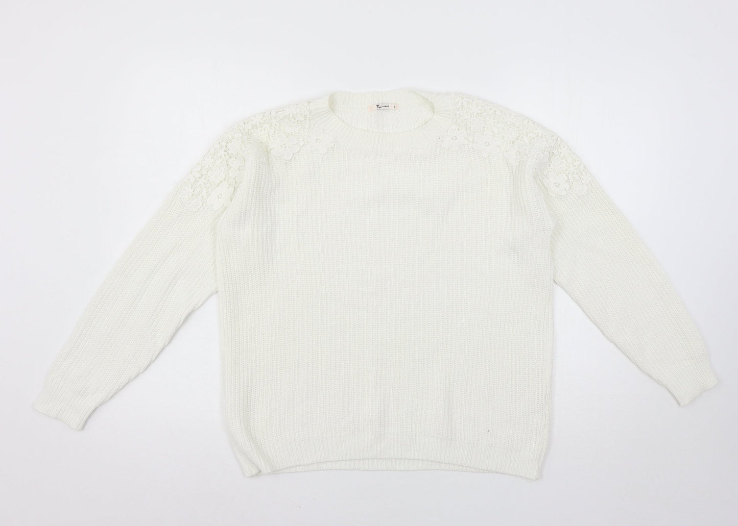 TU Womens White  Knit Pullover Jumper Size 8