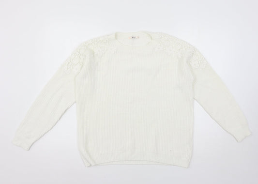 TU Womens White  Knit Pullover Jumper Size 8