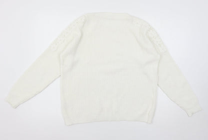 TU Womens White  Knit Pullover Jumper Size 8