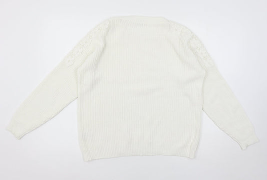 TU Womens White  Knit Pullover Jumper Size 8