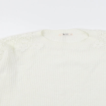 TU Womens White  Knit Pullover Jumper Size 8