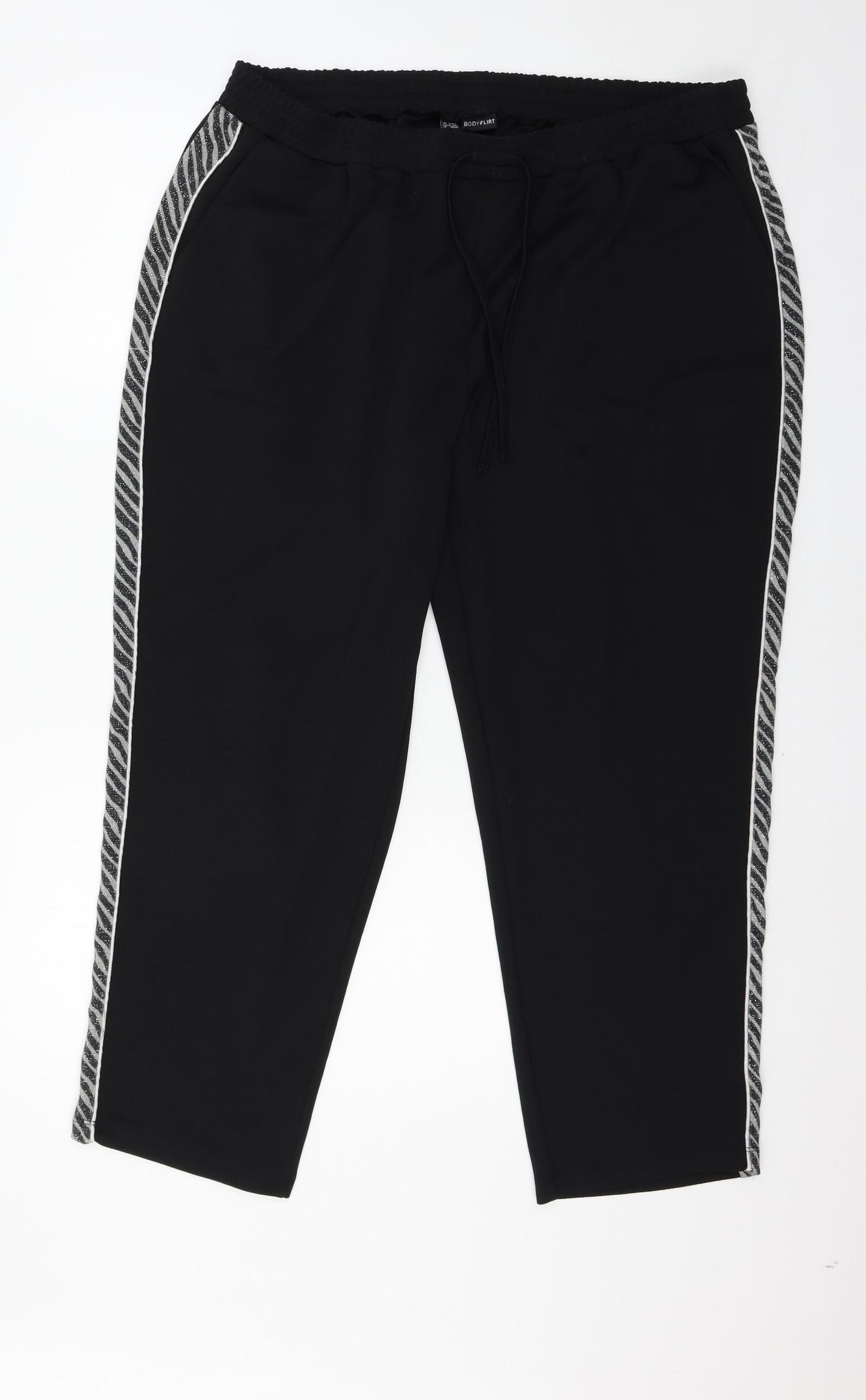 Bodyflirt Womens Black Striped Jersey Trousers  Size 2XL L27 in