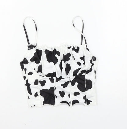 SheIn Womens White Animal Print Jersey Basic Tank Size XS