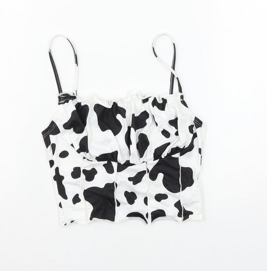 SheIn Womens White Animal Print Jersey Basic Tank Size XS