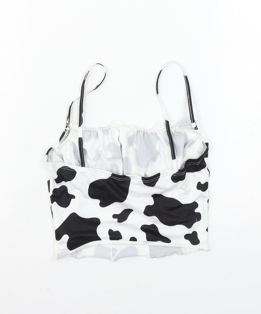 SheIn Womens White Animal Print Jersey Basic Tank Size XS