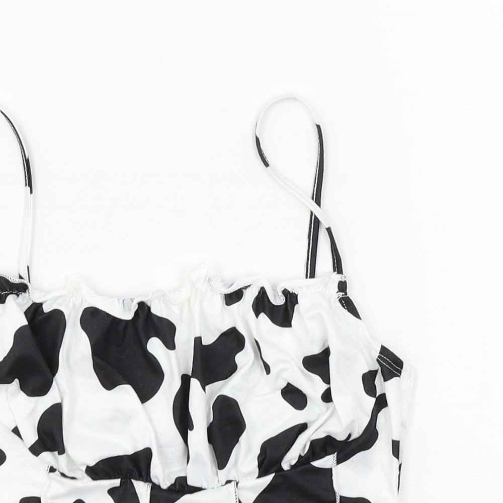 SheIn Womens White Animal Print Jersey Basic Tank Size XS