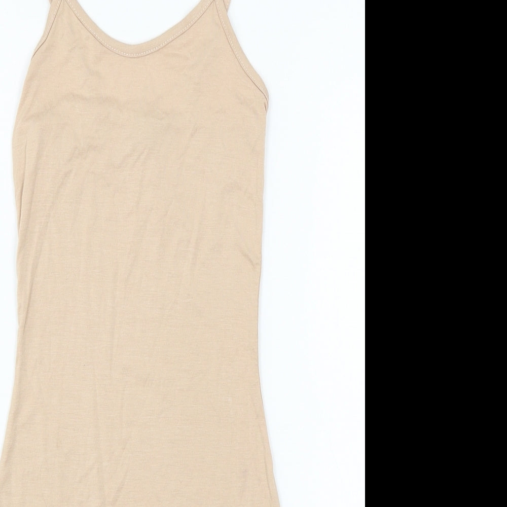 PRETTYLITTLETHING Womens Beige  Jersey Slip Dress  Size 4