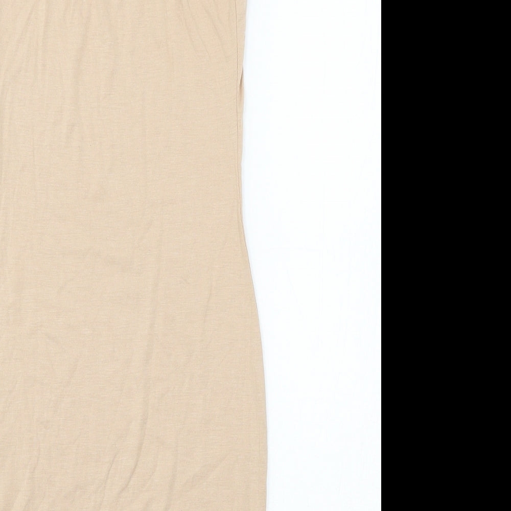 PRETTYLITTLETHING Womens Beige  Jersey Slip Dress  Size 4
