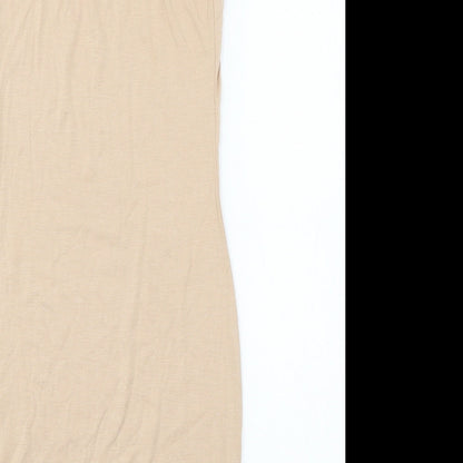 PRETTYLITTLETHING Womens Beige  Jersey Slip Dress  Size 4