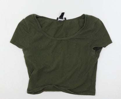 Womens UK Size 6 New Look Green Basic T-Shirt
