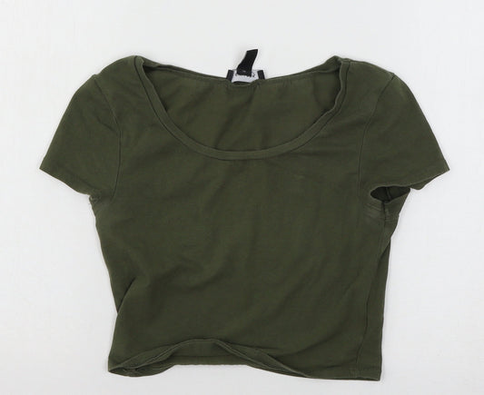 Womens UK Size 6 New Look Green Basic T-Shirt