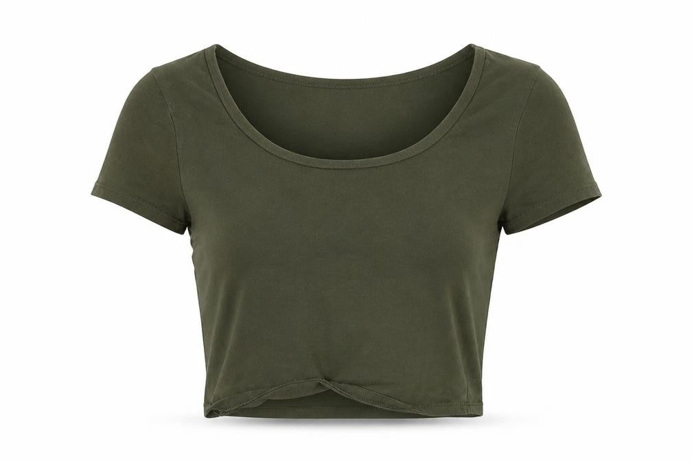Womens UK Size 6 New Look Green Basic T-Shirt