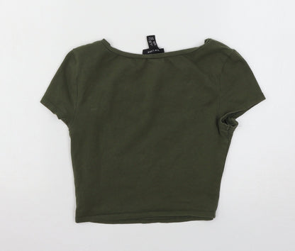 Womens UK Size 6 New Look Green Basic T-Shirt