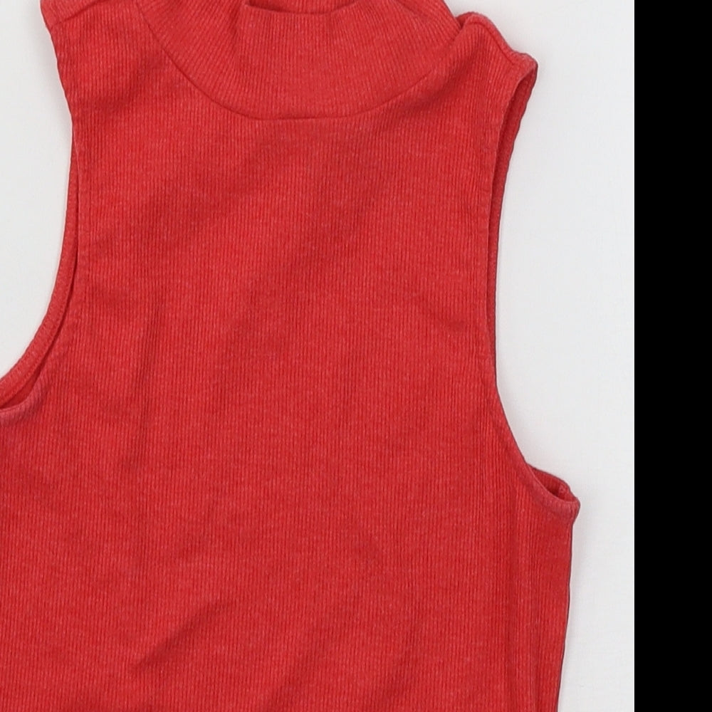 Womens UK Size XS Divided Red Basic T-Shirt