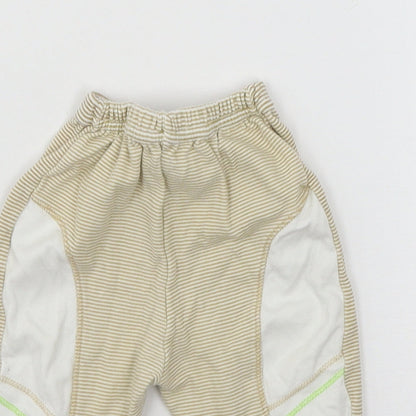 Preworn Boys Beige Striped Jersey Jogger Trousers Size 12 Months