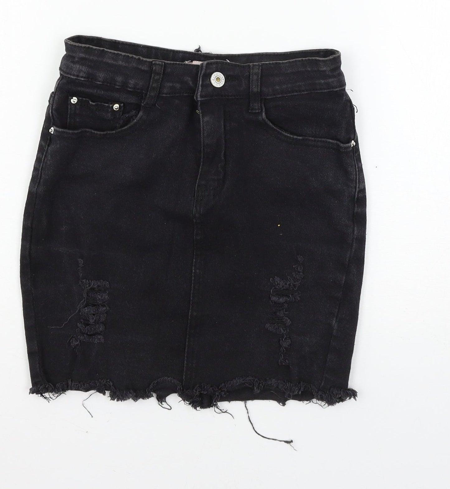 Yu & me Womens Black  Denim A-Line Skirt Size S  - Distressed
