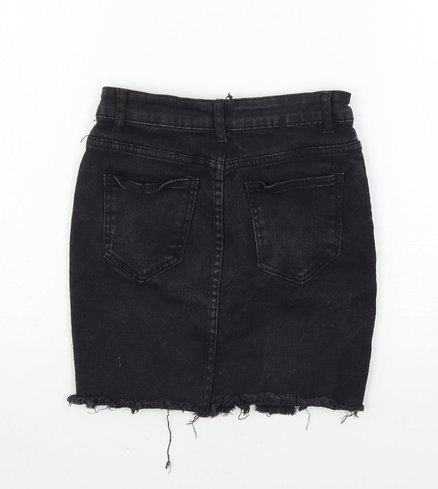 Yu & me Womens Black  Denim A-Line Skirt Size S  - Distressed