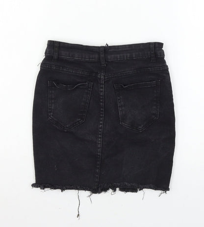 Yu & me Womens Black  Denim A-Line Skirt Size S  - Distressed