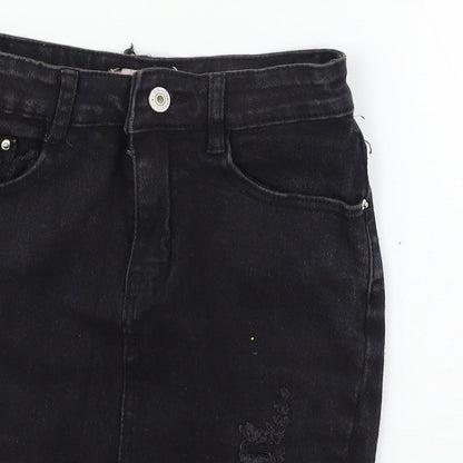 Yu & me Womens Black  Denim A-Line Skirt Size S  - Distressed